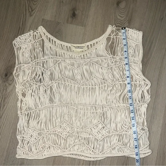 Ralph Lauren Cream Crochet Top Size Large 100% Cotton Boho Sleeveless - Picture 2 of 8